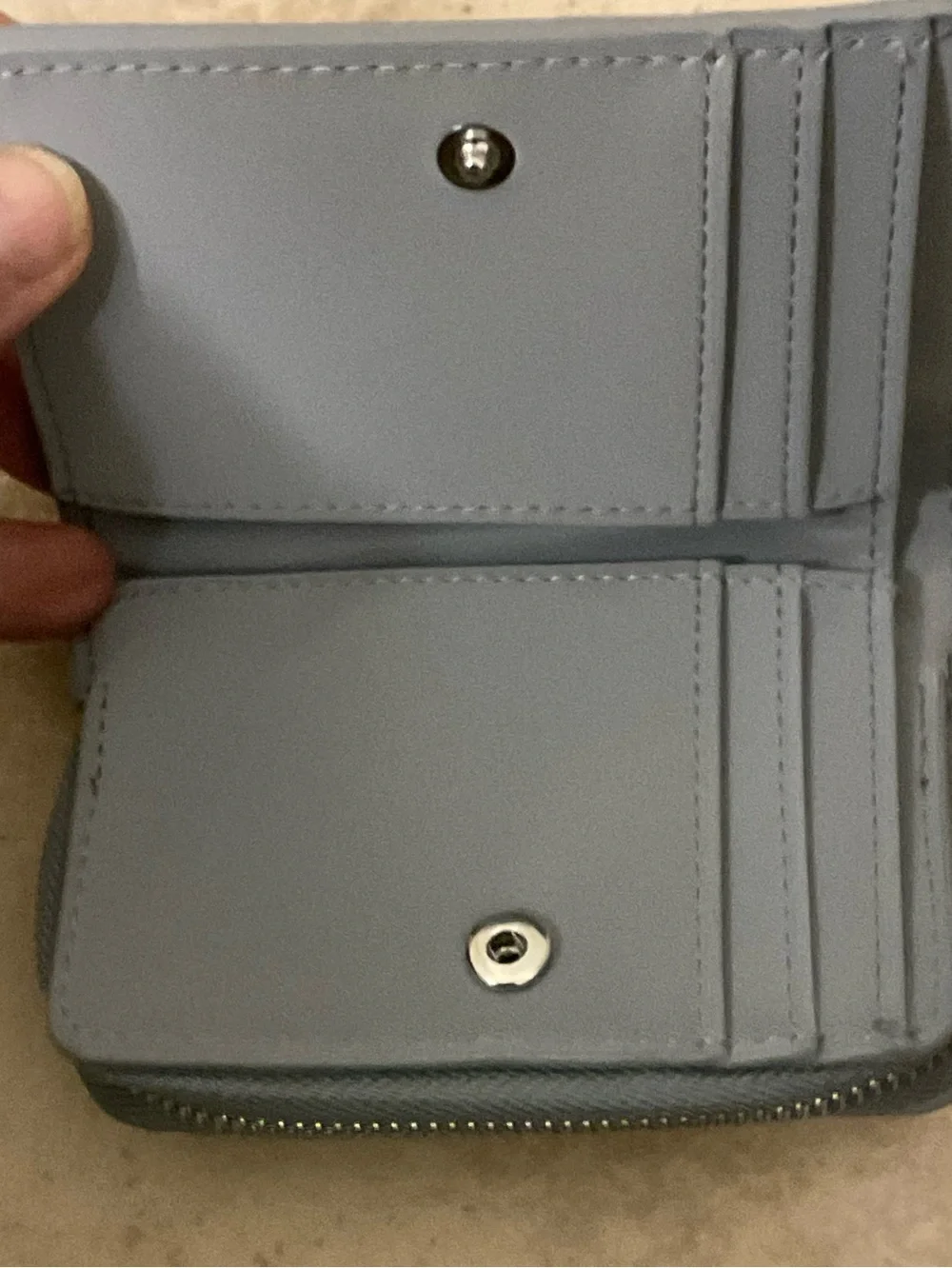 NWOT Pull&Bear gray zippered wallet, faux leather, logo plaque